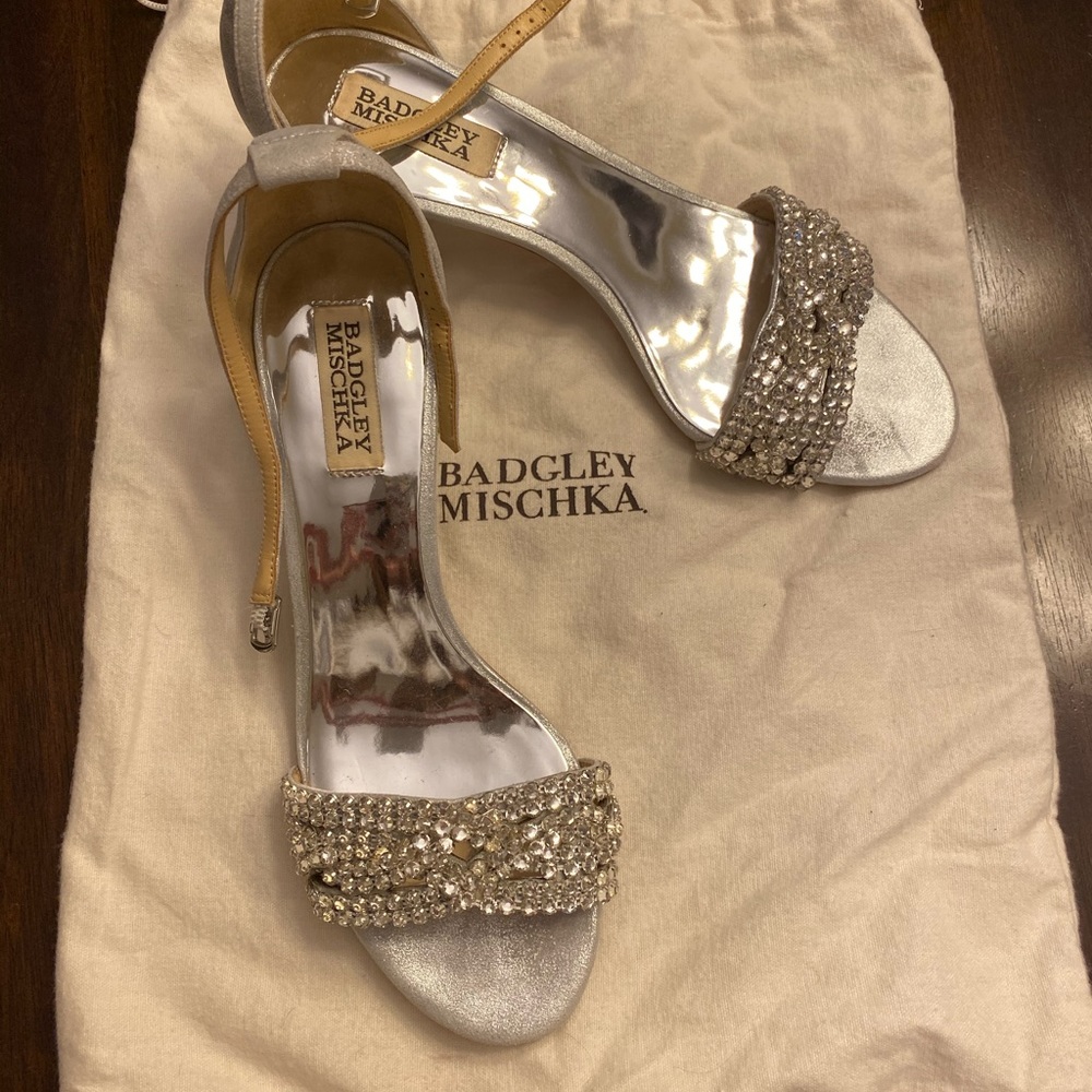 Badgley Mischka Triana Embellished Silver Heels